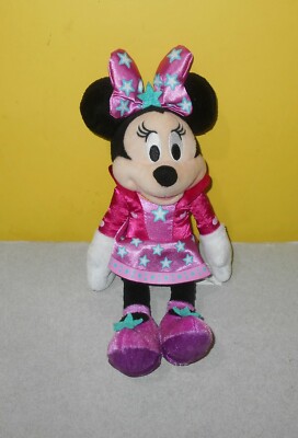 10'' Disney Pink Minnie Mouse Stuffed Soft Plush Pink Rock Star By Just Play