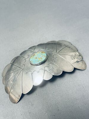 Benny Chavez Vintage Native American Navajo Blue Gem Turquoise Sterling Silver Hair Barrette Benny Chavez Vintage Native American Navajo Blue Gem Turquoise Sterling Silver Hair Barrette