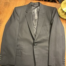 Holland  Sherry 44R USA MADE Bespoke Blue Striped Wool 2Btn Blazer Jacket