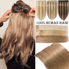 Thick Clip in Hair Extensions One Piece 3/4 Full Head 100 Real Remy Human Hair