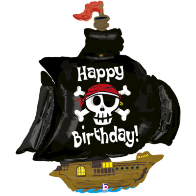 Folienballon Happy Birthday Piratenschiff 117cm Geburtstag Piraten-Party Deko