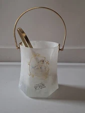 Silvestri Murano Ice Or Sugar Cube Bucket With Tongs. Has Orig. Sticker. 
