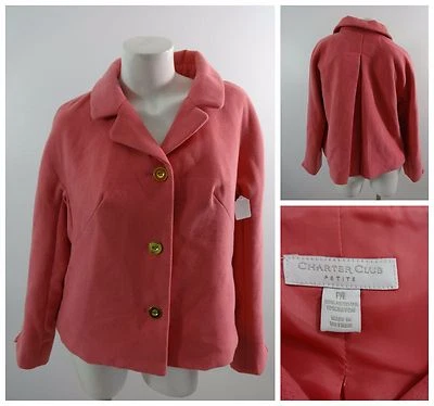 CHARTER CLUB Femmes Corail Doux Rose Polyester Rayon Taille Veste Pl Super Cute - Photo 1/4