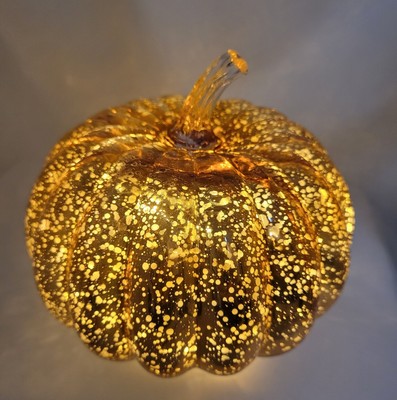 Mercury Glass Lighted Pumpkin Decor  6''x6''