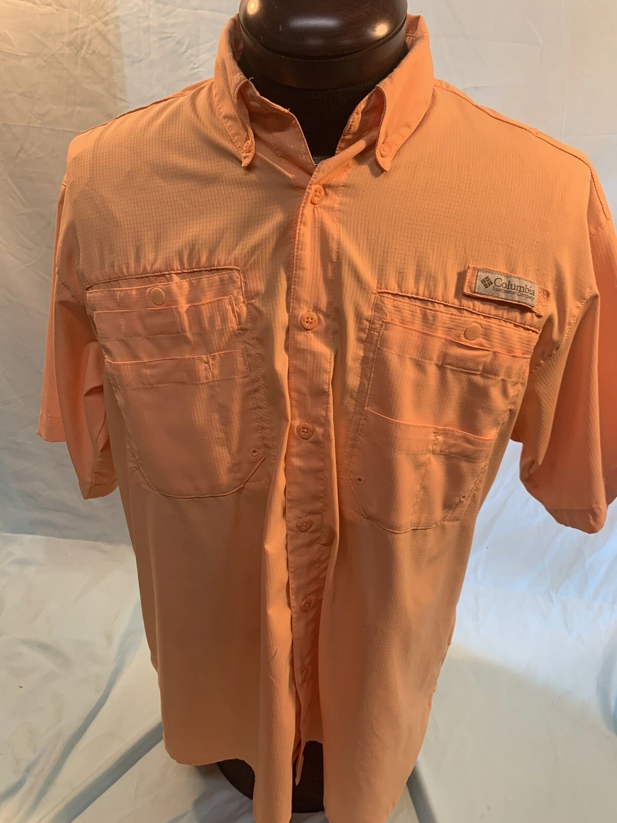 Columbia PFG Orange Vented Fishing Shirt Size Medium
