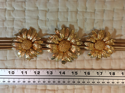 New Zara Gold Metal Daisy Flower Chain Belt Lobster Clasp 