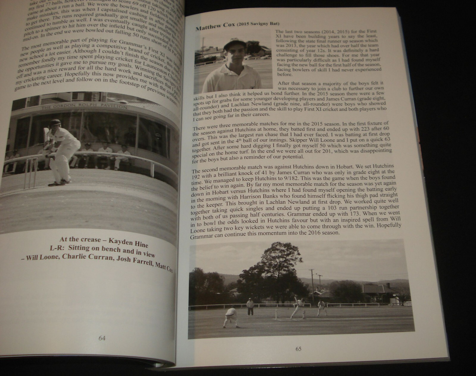 TASMANIA THE SAVIGNY BAT 19232015 CRICKET AT LAUNCESTON GRAMMAR