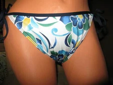 Nautica Separates Woman Swim Bikini Bottom Tie Sides USA Sz 10 Blue Floral