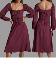 Vestido Anthropologie Lacausa Corsé MIDI Vino Nuevo con Etiquetas $130 Tejido Mediano