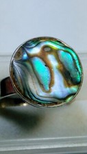 SPECTACULAR ABALONE SHELL INLAYS IN STERLING SILVER.925 RING SIZE 9.0-9.25 