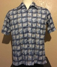 Vtg 60s 70s JOEL Cal-Made MENS Large Mod Polyester DISCO shirt Boogie Nights L