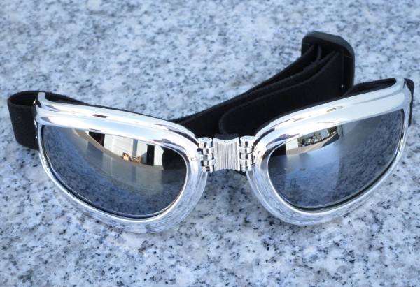 Chrome PADDED GOGGLES for Harley Davidson Sportster Softail Dyna Electra Glide