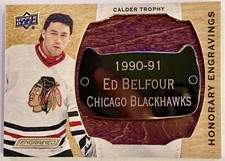 Ed Belfour 2019-20 UD Engrained Honorary Engravings 17/100 Chicago Blackhawks