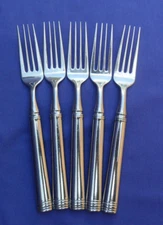 CAMBRIDGE BROOKE STAINLESS FLATWARE - SET OF 5 DINNER FORKS 8 1/8" GLOSSY !