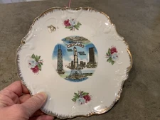 VINTAGE Chicago Sears Tower GOLD TRIM PLATES JAPAN Made Flat Or Wall