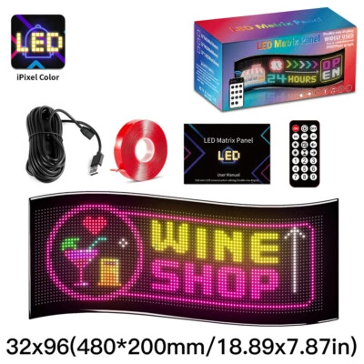 LED Schild Laufschrift Werbung Reklame Lauftext Display Programmierbar 20x48cm - Bild 1 von 4