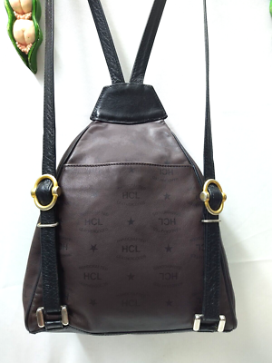 HCL Signature Brown Leather Zip Pockets Backpack - Vintage  display picture 1