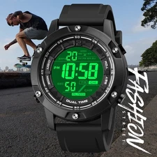 Classic Men's Rubber Sport Watches Alarm Date Day Week Boy's Digital Wristwatch