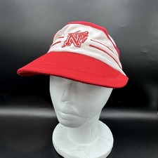 Vintage Nebraska Cornhuskers Huskers Red White Stretch Strap Visor Adjustable