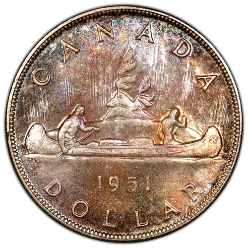 1951 Canada Dollar ICCS MS-65 George VI Silver Toned GEM - Nice Condition