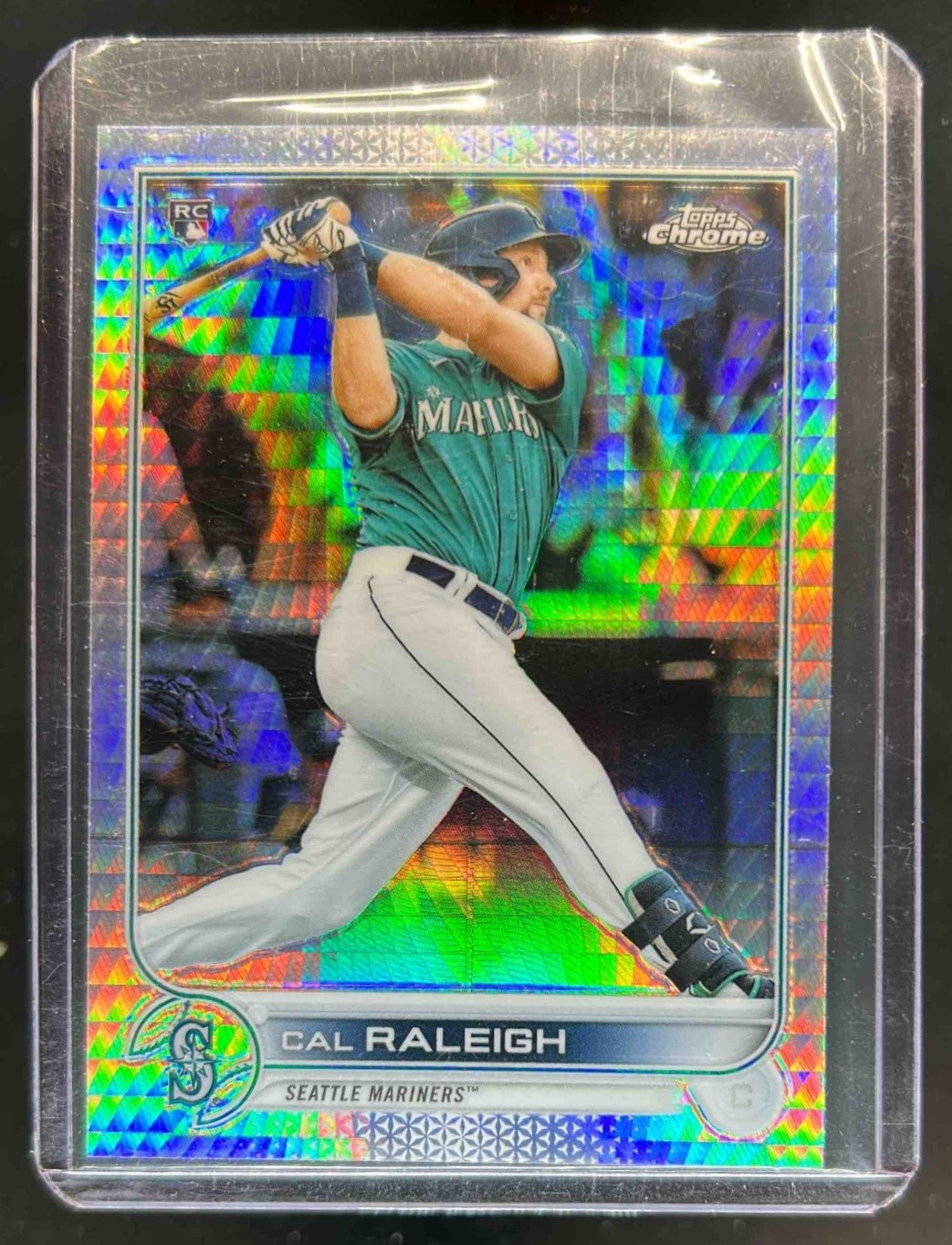 2022 Topps Chrome Cal Raleigh RC Prism Refractor Rookie #149 Mariners