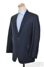 BROOKS BROTHERS Fitzgerald Blue Striped 100 Wool Jacket Pants SUIT Mens - 40 R