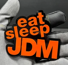 (2PC) "EAT SLEEP JDM" Emblems ORANGE 3D Acrylic Fender/Grill/Tailgate Badges