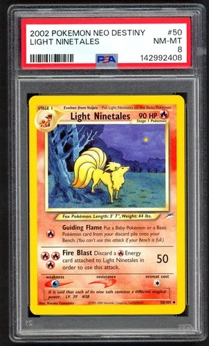 Pokemon Cards - PSA 8 Light Ninetales 50/105 - Neo Destiny - NM-MT - PSA8