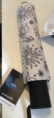 Shedrain Rain Essentials Auto Open/Close Umbrella  . Black & White NEW Free Ship