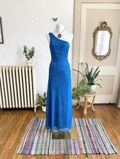 VTG City Triangles Sparkly Maxi Bodycon Formal Gown S One Shoulder Prom Y2K