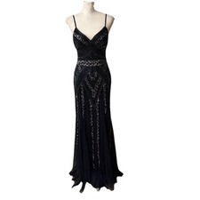 Marina Navy Blue Beaded Evening Prom Ball Special Occasion Dress Sz 8