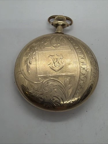 Beautiful Elgin 14K Yellow Gold Filled 20YR Antique 12s Pocket Watch Runs