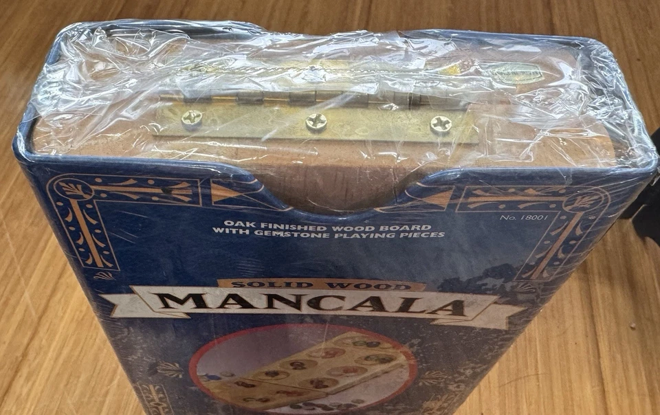 NEW! VTG Cardinal Solid Wood Folding Mancala Game w/Metal Tin Sleeve Case 1999 - Image 2 of 2