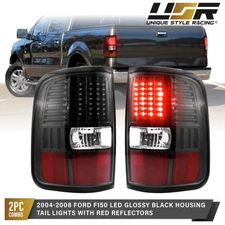 Black Housing Red LED Tail Light L+R Pair For 04-08 Ford F150 PickUp F-150 Truck