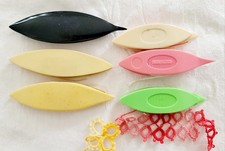 Lot de 6 navettes vintage dentelle à tapoter rose vert noir ivoire français couture artisanat