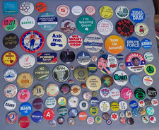 Big Lot 105 Varying Age Pinback Buttons  Political Novelty...