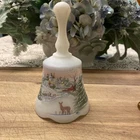 Vintage Fenton Satin Glass Bell Winter Scene 1992 # 1912 of 3500