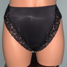 VINTAGE WACOAL XL 8 BODYSUEDE HI-CUT BRIEF PANTIES 89371 Black