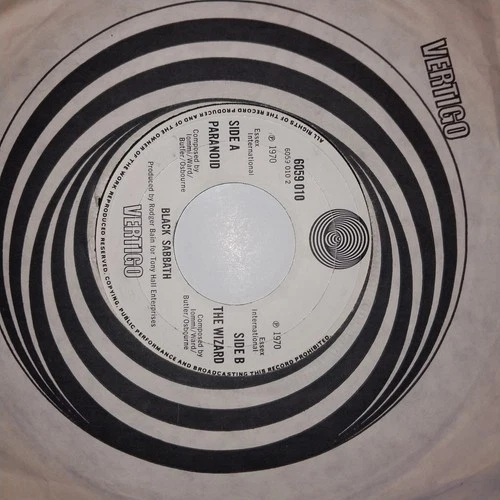 Black Sabbath - Paranoid / The Wizard  7" Vinyl   Ozzy Osbourne  Vertigo Records
