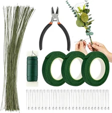 Floral Arrangement Kit – DIY Tape, 22 & 26 Gauge Wire, Pins & Cutter for Bouquet