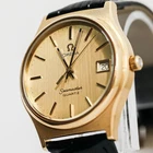 **NEAR MINT** Vintage 1977 OMEGA Seamaster Cal.1342 Qz Push Crown Gold 35mm Men