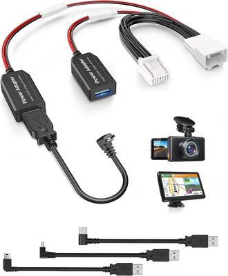Dash Cam Power Adapter,(14P Type A)Fit Select Lexus GX460/RX350,Toyota black 