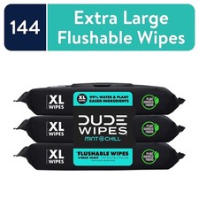 Extra Large Flushable Wet Wipes Mint Chill Scent 48 Count Pack of 3 Total 144