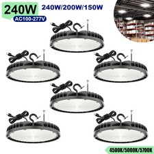 6Pack 4500/5000/5700K UFO Led High Bay Light 240W 36000lm for Factory Warehouse