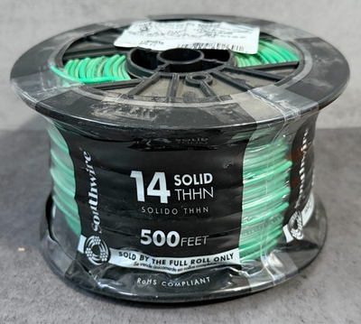 #ad Southwire 500 ft. 14 Green Solid CU THHN Wire Model 11583258 $76.80