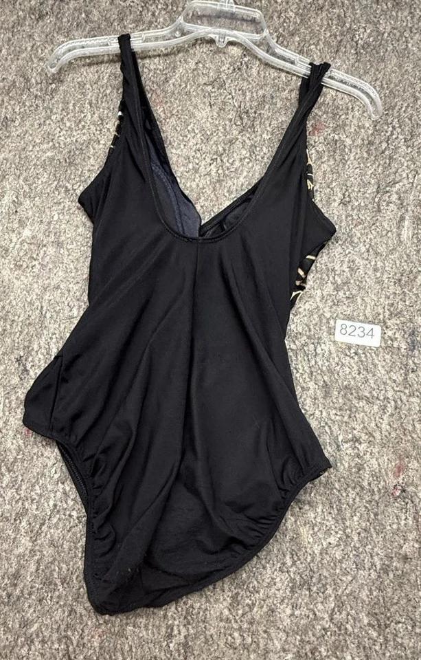 Traje de baño Longitude para mujer de una pieza negro marrón acolchado talla 12 Foto 2 de 4