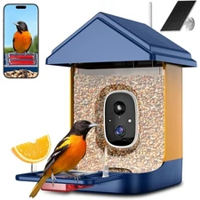 Smart AI Bird Feeder with 2K Camera Day and Night Vision Real-Time Alerts Solar