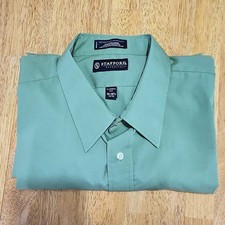 Stafford Mens Dress Shirt 18-18.5 34/34 Green Long Sleeve