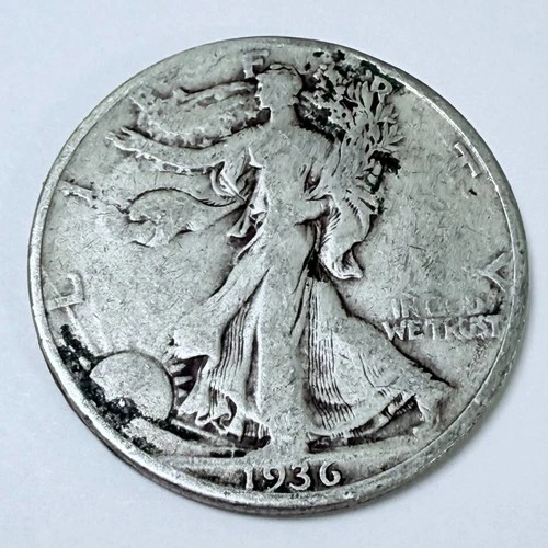 1936 50C Walking Liberty Half Dollar 90% Silver Very Fine Details #4561