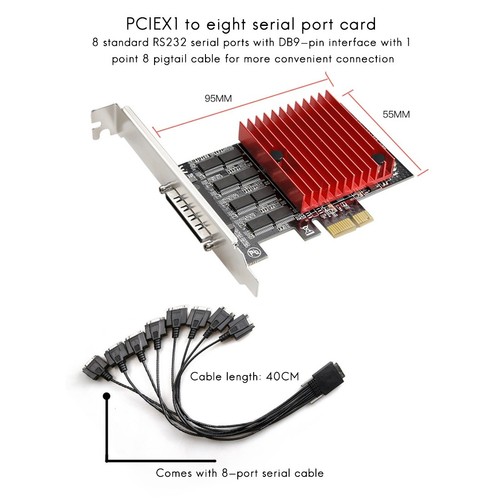 PCIE zu 8-Port RS232 Erweiterung Karte PCI-E 8-Port DB9 Serielle Karte 8-Ch2522 - Photo 5/6